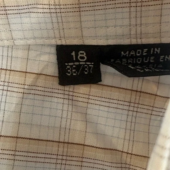 Preppy Hugo Boss Button Up Shirt Dress Beige Plaid Long Sleeve Mens Size18 - Picture 3 of 5